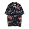 Chemises décontractées pour hommes Survêtements pour hommes Loisirs et chemise de style de plage mince à la mode Lettre hip-hop pour hommes entièrement imprimée avec étiquette en maille intérieure surdimensionnée H240401