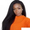 Lace Wigs Kinky Straight Peruvian Front Human Hair For Women Course Yaki Wig With Baby Drop Delivery Products Dho18