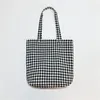 Sacos de noite retro xadrez feminina lona bolsa de ombro grande capacidade senhoras reutilizáveis compras simples casual tote bolsas femininas bolsa