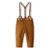 Ensembles de vêtements 0-24m Baby Boys Gentleman Tenues de chemise à manches longues Régère à nœud papillon Pantalon Pantal