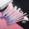 kademeli pembe 14pcs yumuşak sentetik saç makyaj fırçaları set-quick kurutma fiber kozmetik araç kalemleri u5um#