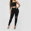 Women's Jeans Black and white torn jeans suitable for women ultra-thin denim jeans casual tight pencil pants fashionable womens clothing S-3XL direct shippingL2403