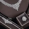 Collana di orecchini set 2024 zircone super lusso nappa goccia d'acqua nuziale 4 pezzi gioielli da donna nigeriani di Dubai