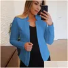 Womens Suits Blazers Autumn Winter Elegant Solid Color Blazer Coats Suit Collar Long Sleeve Slim Fit Tops Women Drop Delivery Apparel Othij