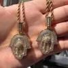 Gioielli placcati in oro 18 carati con zirconi brillanti, collana a strati iniziale con mano di Hamsa hiphop, sfusa