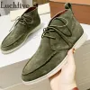 Boots Men High Help Lace Up Flat Logs Chaussures 2021 Valeur chaude Real Suede en cuir de chaussures de loisirs printemps