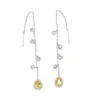 Dangle Earrings Rose Gold Color Fashion Wedding Bridal Gift Teardrop Zirconia Long Tassel Chain Bezel Cz Drop Charm Earring