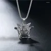 Chaînes Hipster personnalité collier pendentif monstre elfe fantôme dessin animé hip hop hommes en acier inoxydable