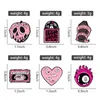 Horror różowy seria kreskówka Enamel Pins Radio trumna serce oczy dreszcze broszki klapy dla przyjaciół plecak biżuteria ubrania