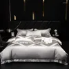 Set di biancheria da letto 1000TC Cotone Egiziano Qualità Argento Raso Jacquard Copripiumino Set 4 Pezzi Classico di Lusso 1 Lenzuolo Piano 2 Federe