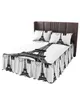 Bed Skirt Eiffel Tower Retro Vintage Stamp Black White Fitted Bedspread With Pillowcases Mattress Cover Bedding Set Sheet