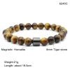 Naturstein Armband Magnetische Therapie Armband Lava Stein Türkis Tigerauge Hämatit Perlen Armband Für Frauen Männer Armreif ZZ