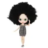 DBS DBS Blyth Doll 16 BJD 30 سم عارية جسم مشترك مع شعر أبيض أسود مجعد الشعر ووجه الوجه غير اللامع لعبة 240307