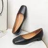 Casual Shoes 2024 Spring Flat Women Loafers Simple Low Heels Offic Work Slip på skor damer Square Toe