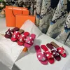 Luxus-Slipper Orans Hausschuhe mit flachem Boden für Damen 2024, hohe Version, Mesh-Rot, echtes Leder, verschleißfeste, gerade Sandalen