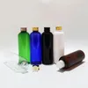 Bouteilles de stockage 30 pièces 200ml bleu/noir rond bouchon en aluminium bouteille en plastique PET liquide soin de la peau eau avec couvercle noir/or