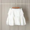 Vita eller svarta shorts kjolar kvinnor ruffles holllow ut elastiska midjor a-line kvinnliga shorts sommar 240314