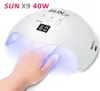 SUN x9 40W sèche-ongles lampe à uv LED 30S 60S 99S ensemble avec dispositif de détection automatique peut guérir la colle étendue LED1381196