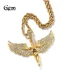 Jewelry Neutral Style Gold Studded Angel Wings Men and Women Rap Hip-hop Necklace