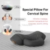 Massaging Neck Pillowws Electric Neck Massage Pillow Heating Vibration Neck Massager Back Cervical Traction Relax Sleeping Memory Foam Spine Support 240322