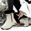 Laarzen winter sneeuwschoenen voor vrouwen met warme niet -slip high top schoenen zijkant zip dikke zool comfort hiking laarzen bota's femininos