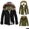 Mensjackor Designer Windproect Warm New Faux päls Lång vintergrav Coat Jacket Huven Parka Overcoat Solid Color Drop Delivery Appar OT1EY