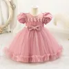 Girl Dresses Toddler Baby Lace Princess Birthday Girls Party Dress Flower Appliques Infant Summer Kids Ball Gown 6M To 4 Years