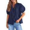 Camisas femininas moda verão botão-para baixo camisa de manga curta v pescoço algodão formal casual topo blusa feminina