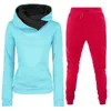 Zweiteilige Damenhose, Herbst- und Winter-Hoodie-Set, Lederanzug, Damenbekleidung, Laufen