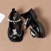 Children Fashion Girls Shallow Leather Shoes Bear Versatile Color Matching Korean Style Pearls Kids PU Spring 240314