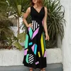 Vestidos casuais 80's padrão vestido sem mangas africano para mulher noite aniversário mulheres chique e elegante