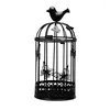 Candle Holders Large Bird Cage Candlestick Holder Europe Metal Iron Country Style Vintage Retro Tealight Home Decor (Black)