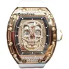 Luxury Richarmille Watch Wristwatch Watches Milles Designer Mens hela automatiska mekaniska skalle Skull Skull Star Stjärnspäckad band Personlig modevattentät