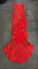 Casual Dresses Sexy Suspender Long Skirt Red Sleeveless Sequins Split Ruffled Hem Women's Buttocks Wrapped Dress Formal Clothes For Ladies