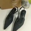 Cheap Store 90% Off Wholesale Za 2024 Autumn Product High Heels Pointed Black Beaded Middle Heel Slim Womens Sandals Small Fragrant Style Shoes