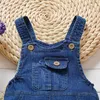 Baby Overalls Kinder Hosen Frühling Herbst süße Hosen Mädchen Kleine Kinder Jeans 13 Jahre Denim 240307