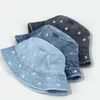 Bérets Denim broderie petite marguerite été seau chapeau casquette pour femmes enfant pêche Sports de plein air dame enfant cadeau en gros