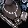 Halsbandörhängen Set 2024 White Crystal Prom Wedding Jewelry Women's Accessories Flower Tassel Bridal