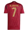 Nouveau 2024 Belgique Jersey de football Fans Version du joueur BELGIQUE MERTENS BATSHUAYI TIELEMANS T.HAZARD DE BRUYNE R.LUKAKU E.HAZARD Hommes Femmes Enfants Kits de chemise de football