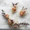 Pino de cabelo de flor seca de chiffon feito à mão para mulheres boho noivas tiara de casamento artificial clipe de joias 240311