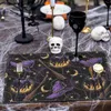 Sets de table Halloween napperons violet sorcière étoiles dorées 12x18 pouces décorations ensemble de 4 lavables cuisine salle à manger