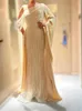 Party Dresses Gorgeous Arabian One Shoulder Mermaid Champagne Evening Gown Luxury Dubai Beaded Cape Sleeve Wedding Formal Dress 2024