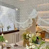Cortina 1 pieza cenefa de encaje blanco corta para cocina cortina transparente pequeña ventana porche gabinete decoración del hogar # E