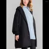 Trench-coat mi-long à capuche pour femme, coupe-vent surdimensionné, ample, manches longues, simple boutonnage, monochromatique