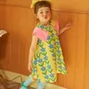 女の子のドレス春/夏韓国の女の女の子の子供の女の子カジュアルスタイルかわいいプリンセススタイルフラワープリントボウ人形ネックラインデザインドレス24323