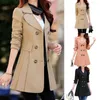 Trenchs de femmes manteaux dame veste formelle élégante double boutonnage avec détails plissés silhouette silhouette taille serrée pour bureau chic