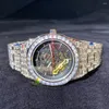 손목 시계 남성 기계식 시계 자동 골격 시계 다이아몬드 빛나는 고급 방수