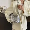 Axelväskor silver kväll koppling väska lyx blank paljett parti bröllop handväska designer kvinnor fransk stil underarm handväska