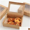 Geschenkverpakking Kraftpapier Taartdoos Doorzichtig venster Feestartikelen Bakkerijverpakking Nieuwjaar Kerstdecoratie Lx6408 Drop Delivery Home Garde Otiem