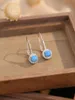 Boucles d'oreilles rétro européennes et américaines, bleu, de bon augure, petit haut de gamme, Simple, exquis, élégant, à la mode